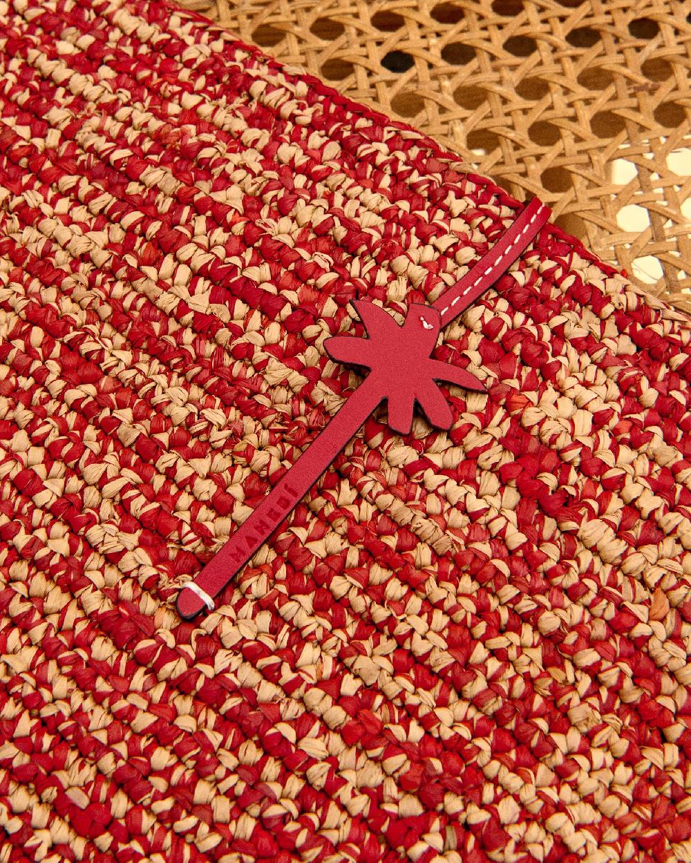 Manebí Raffia Clutch - Leather Palm Rust Tan Mélange \u0026 Rust