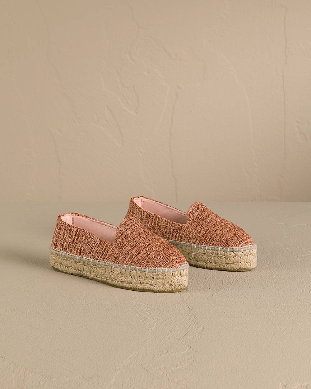 Manebí Raffia Stripes Double Sole Espadrilles - Yucatán Orange Rust