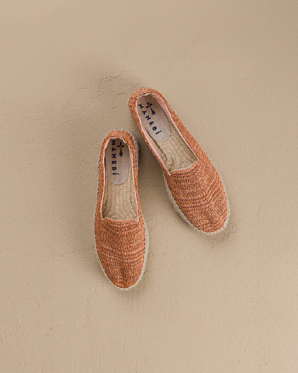 Manebí Raffia Stripes Double Sole Espadrilles - Yucatán Orange Rust