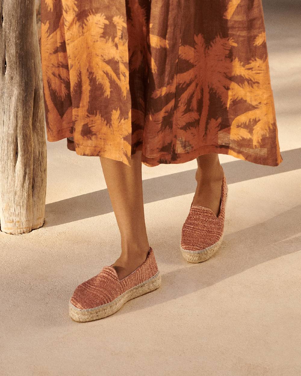 Manebí Raffia Stripes Double Sole Espadrilles - Yucatán Orange Rust