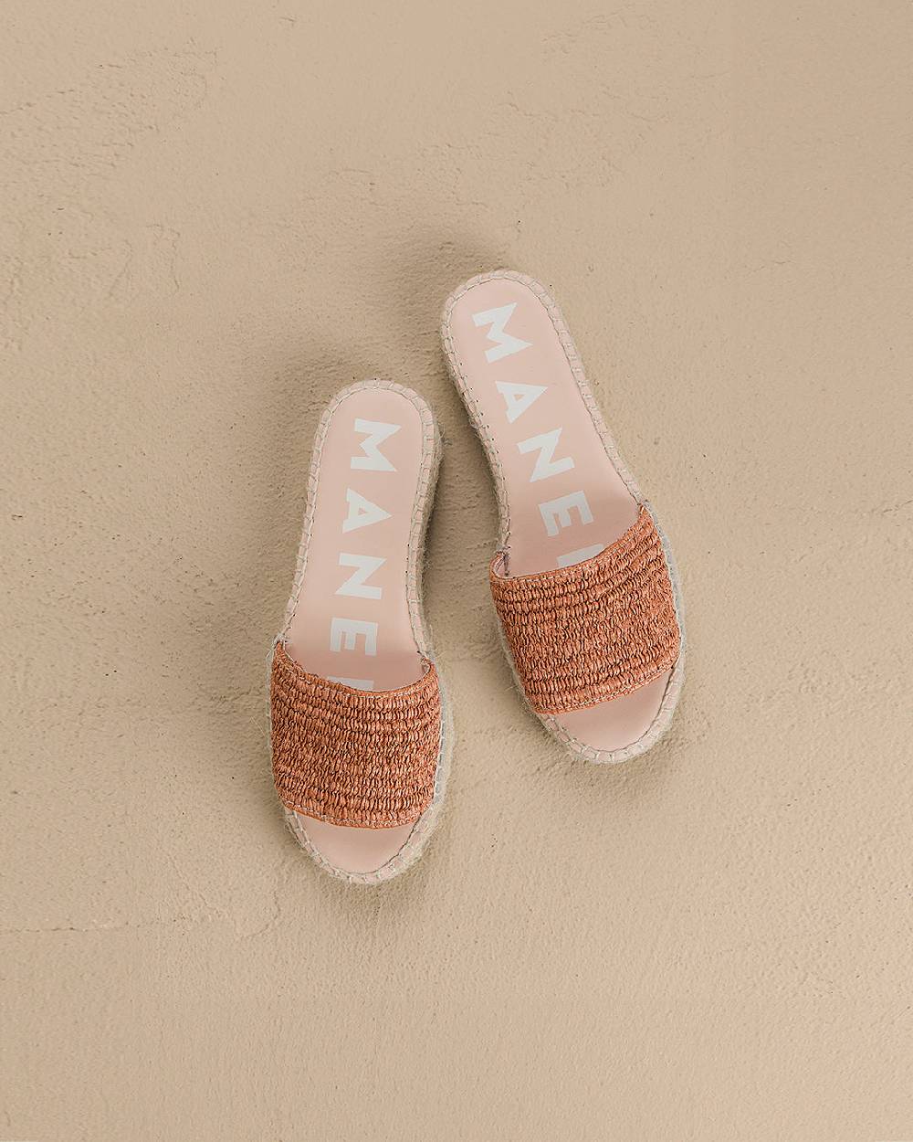 Manebí Raffia Stripes Double Sole Slides - Yucatán Orange Rust