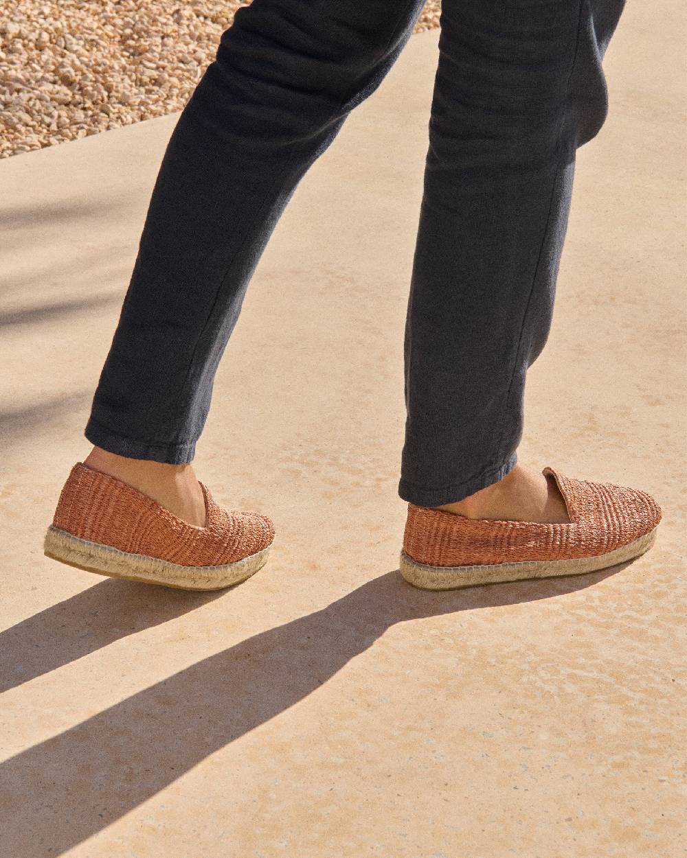Manebí Raffia Stripes Espadrilles - Yucatán Orange Rust