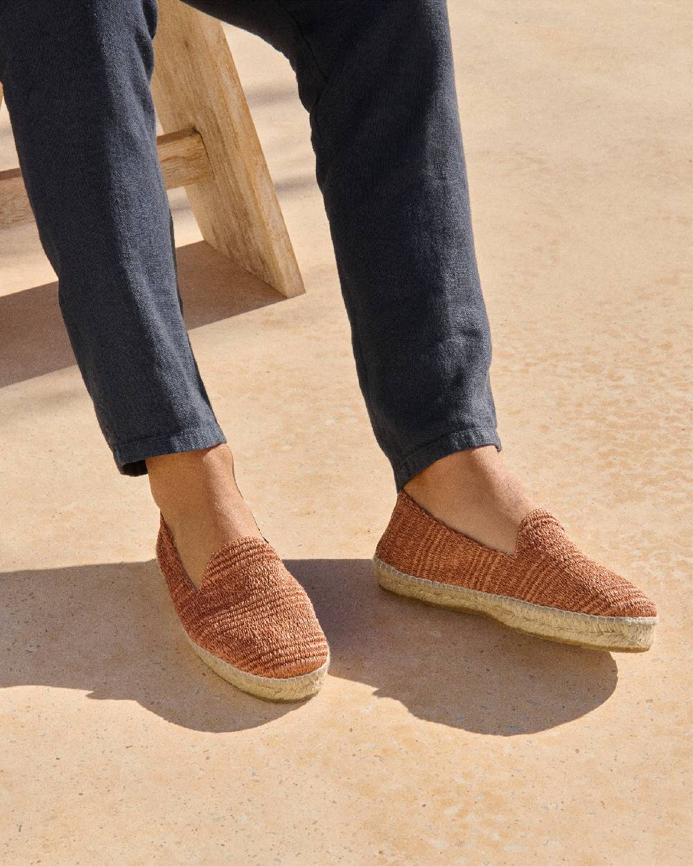 Manebí Raffia Stripes Espadrilles - Yucatán Orange Rust