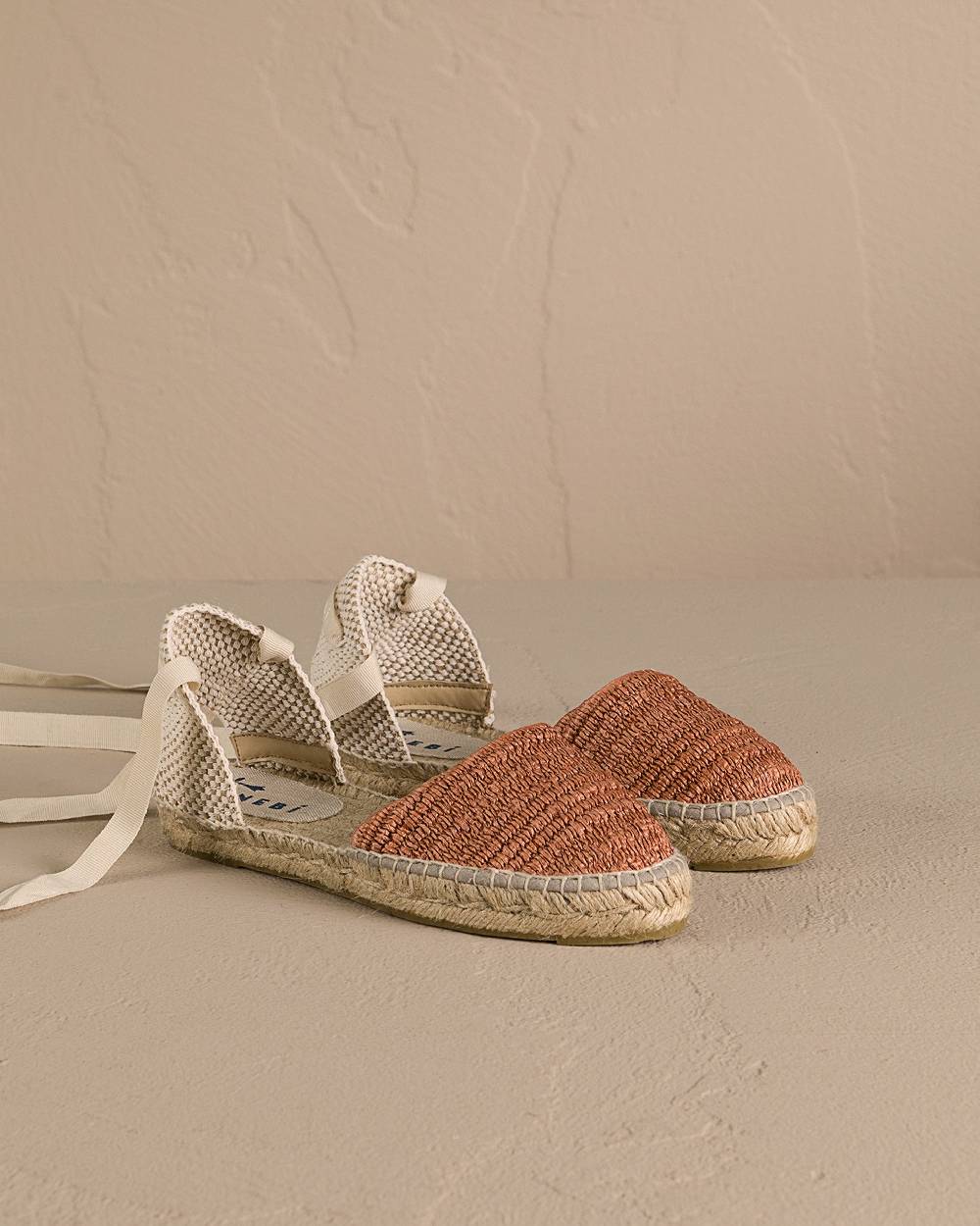 Manebí Raffia Stripes Flat Valenciana Espadrilles - Yucatán Orange Rust