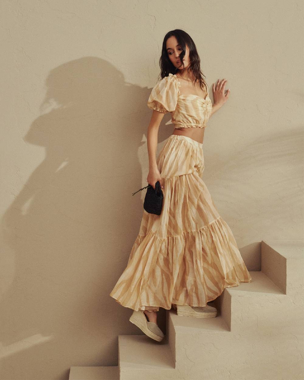 Manebí Raffia Summer Bag Mini - Palm Leather Tag Black