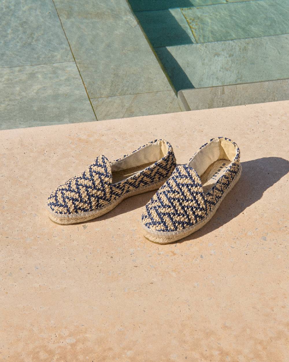 Manebí Raffia Zig Zag Espadrilles - Navy Blue And Natural