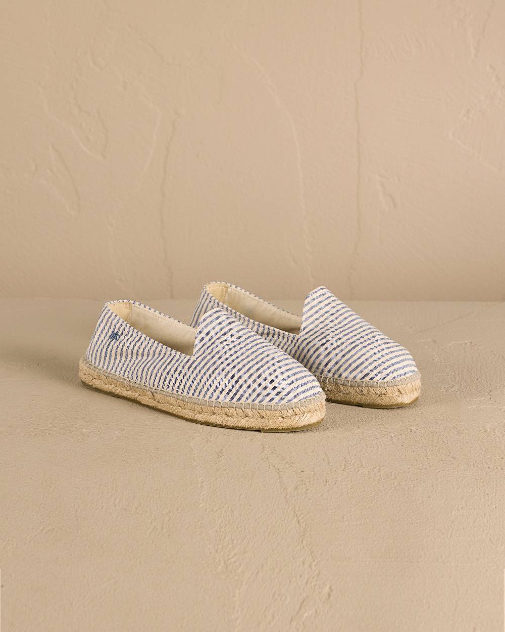Manebí Recycled Cotton Canvas Espadrilles - Navy Blue Micro Stripes On Beige
