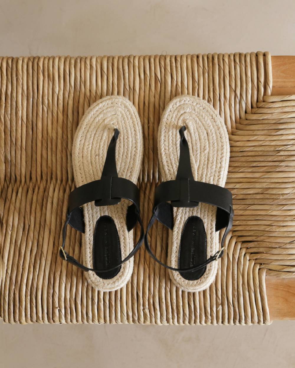 Manebí Sandali Sophia A Infradito|in Pelle E Iuta - Black