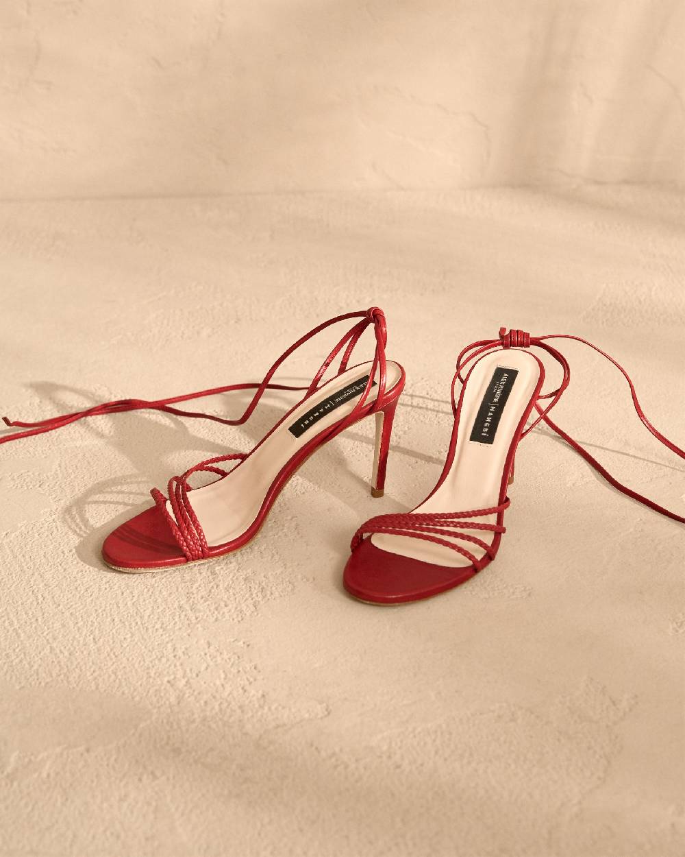 Manebí Savana Leather Braided Heels - Lace Up Bordeaux