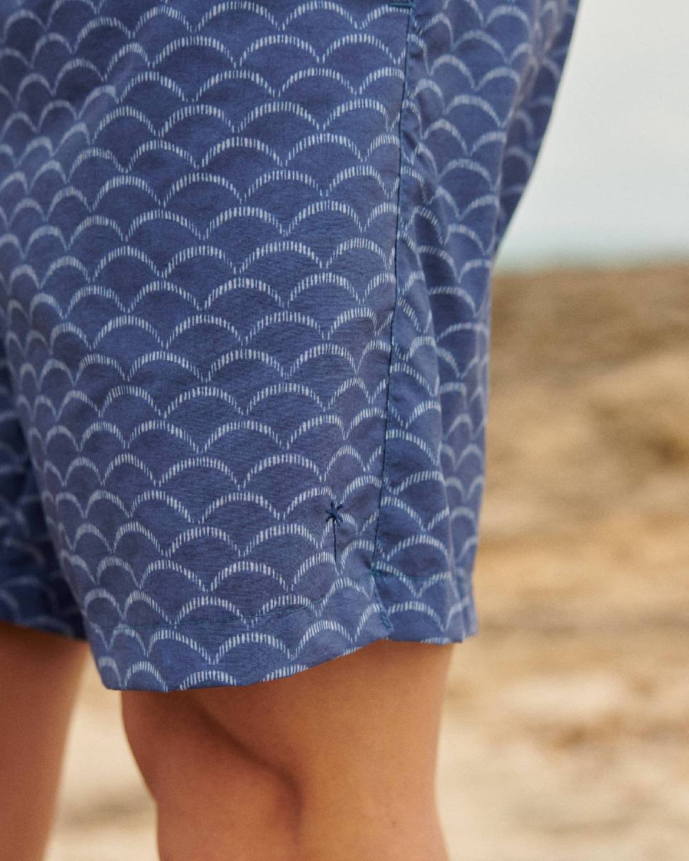 Manebí Sketched Waves Swim Shorts - Washed Print Navy Sketched Waves