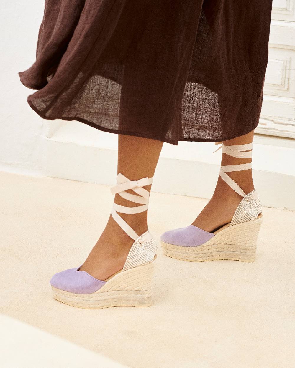 Manebí Soft Suede Heart-Shape|Wedge Espadrilles - Wisteria Lilac
