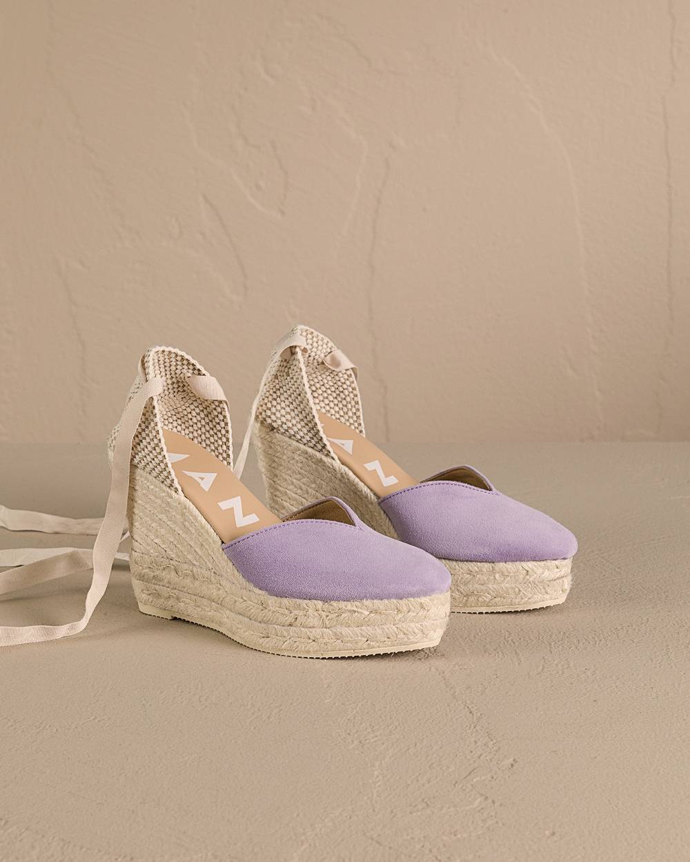 Manebí Soft Suede Heart-Shape|Wedge Espadrilles - Wisteria Lilac