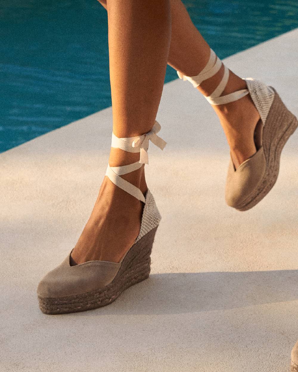 Manebí Soft Suede Heart-Shaped|Wedge Espadrilles - Hamptons Vintage Taupe On Tone