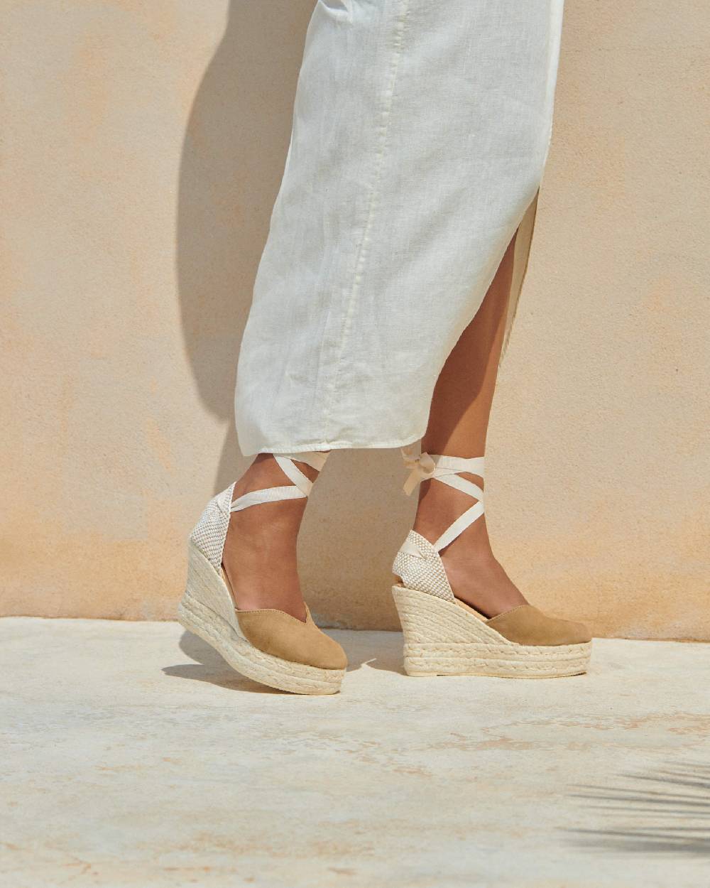 Manebí Soft Suede Heart-Shaped|Wedge Espadrilles - Hamptons Vintage Taupe