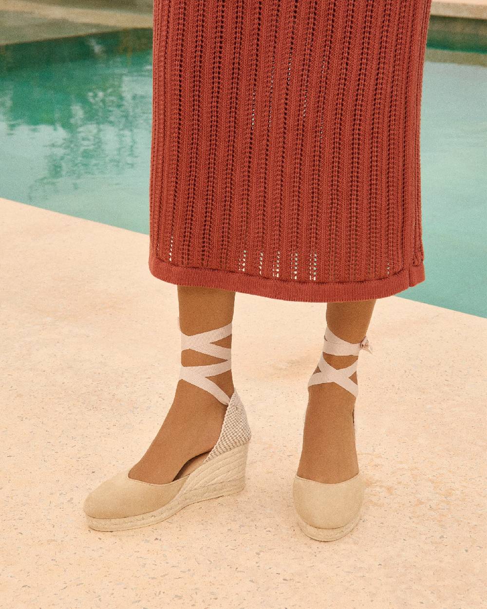 Manebí Soft Suede Low Wedge Espadrilles - Hamptons Champagne Beige