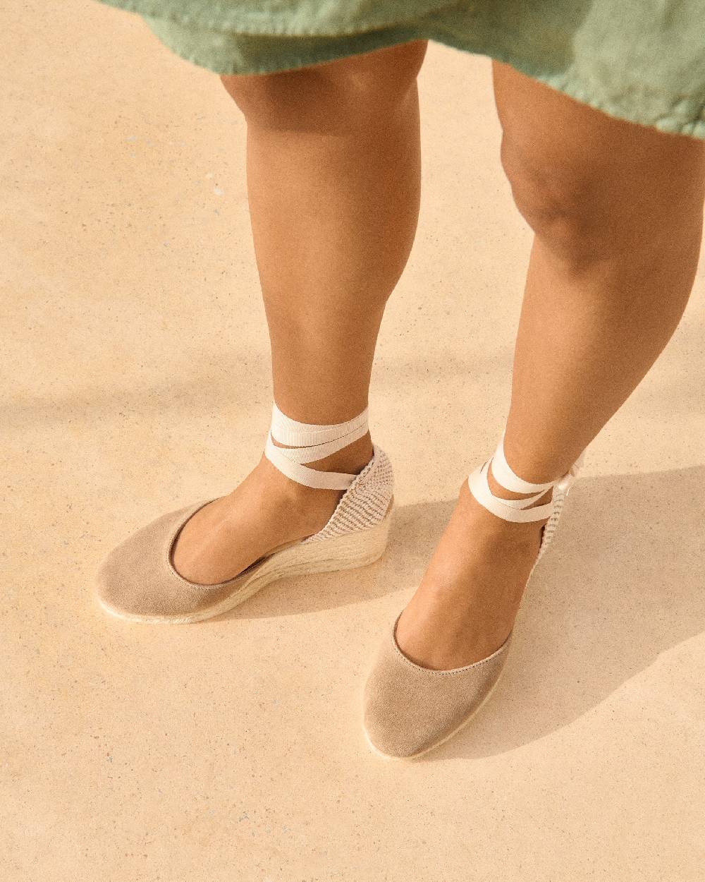 Manebí Soft Suede Low Wedge Espadrilles - Hamptons Vintage Taupe