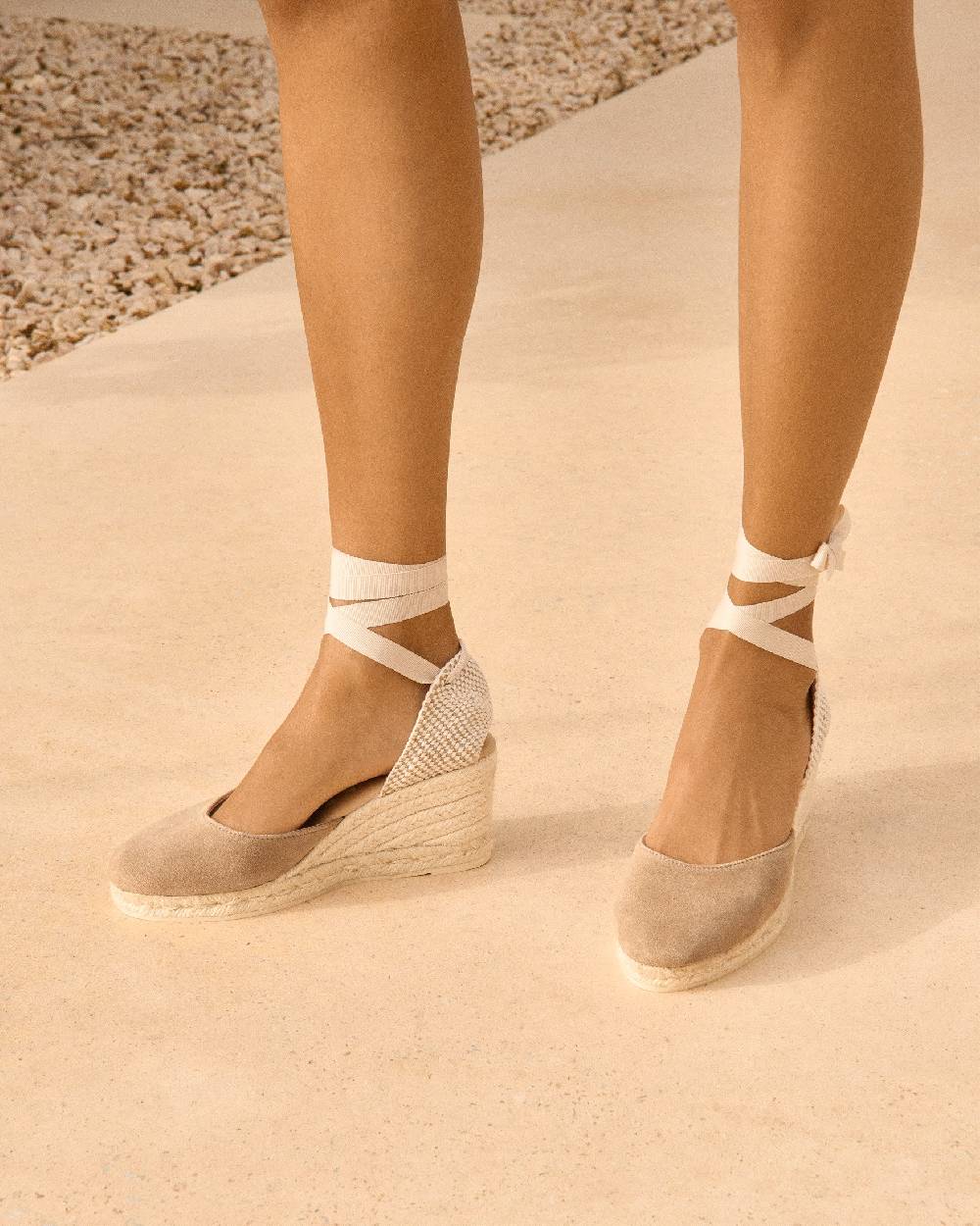 Manebí Soft Suede Low Wedge Espadrilles - Hamptons Vintage Taupe