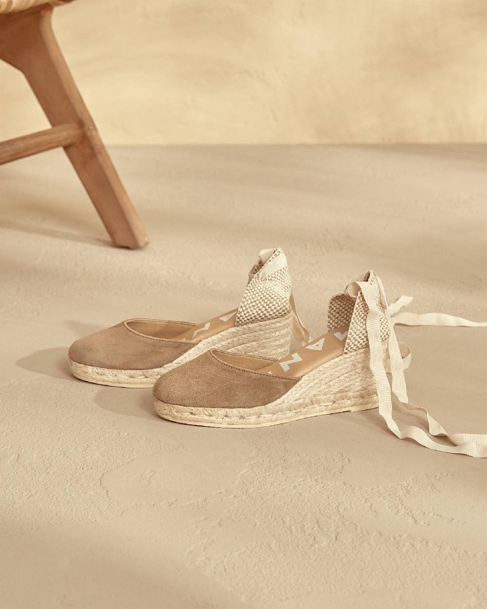 Manebí Soft Suede Low Wedge Espadrilles - Hamptons Vintage Taupe