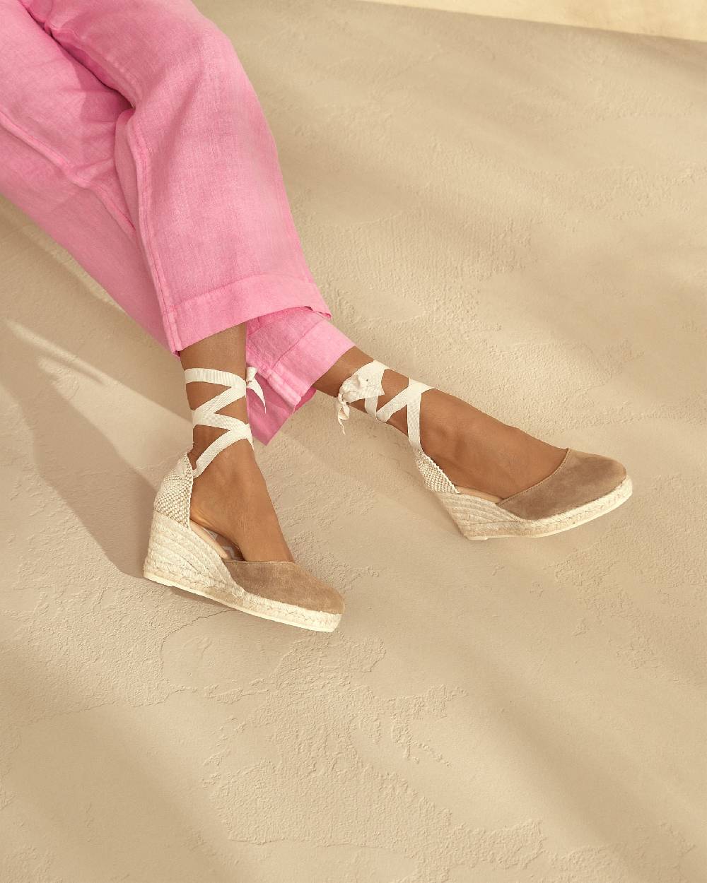 Manebí Soft Suede Low Wedge Espadrilles - Hamptons Vintage Taupe
