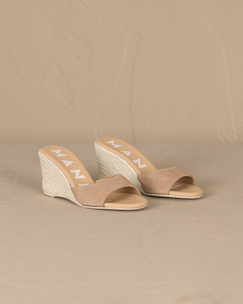 Manebí Soft Suede Mule|Wedge Espadrilles - Vintage Taupe