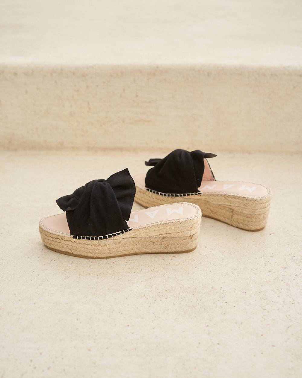 Manebí Soft Suede Platforms With Knot - Hamptons Black