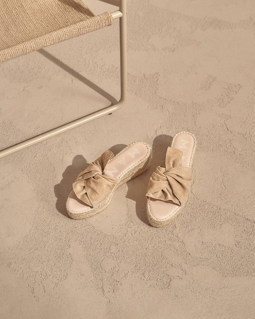 Manebí Soft Suede Platforms With Knot - Hamptons Champagne Beige