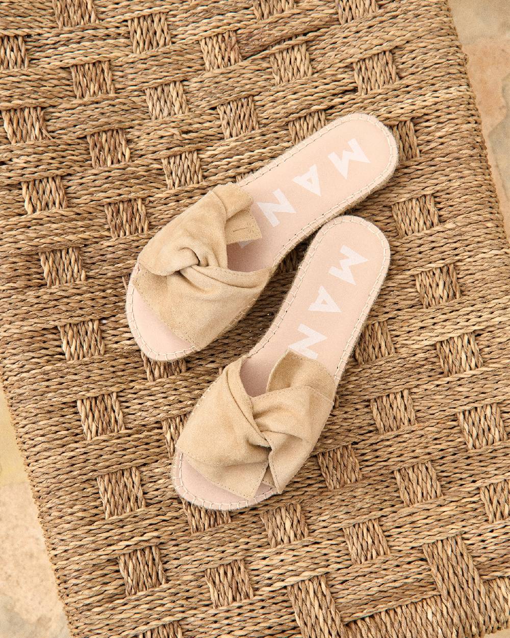 Manebí Soft Suede Sandals With Knot - Hamptons Champagne Beige