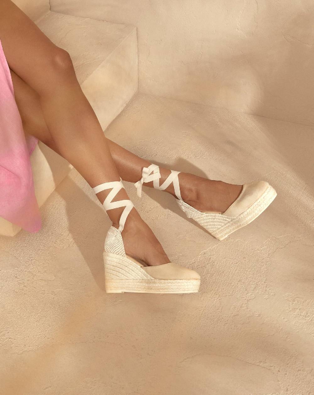 Manebí Soft Suede Wedge Espadrilles - Hamptons Champagne Beige