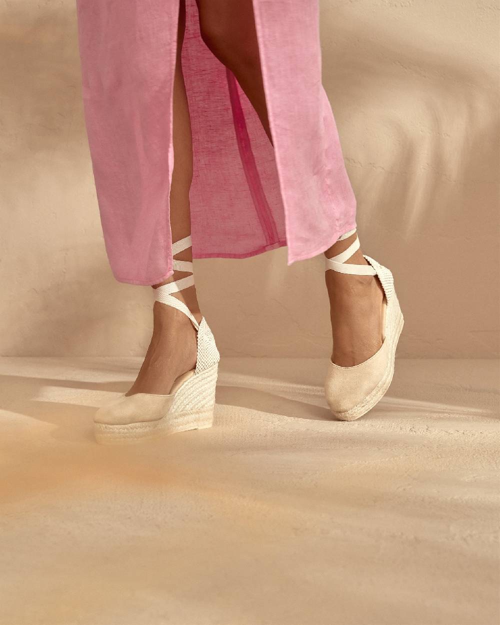 Manebí Soft Suede Wedge Espadrilles - Hamptons Champagne Beige