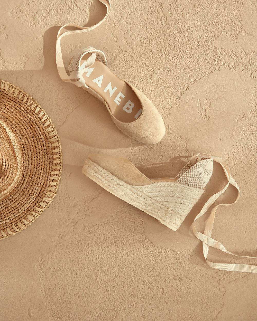 Manebí Soft Suede Wedge Espadrilles - Hamptons Champagne Beige