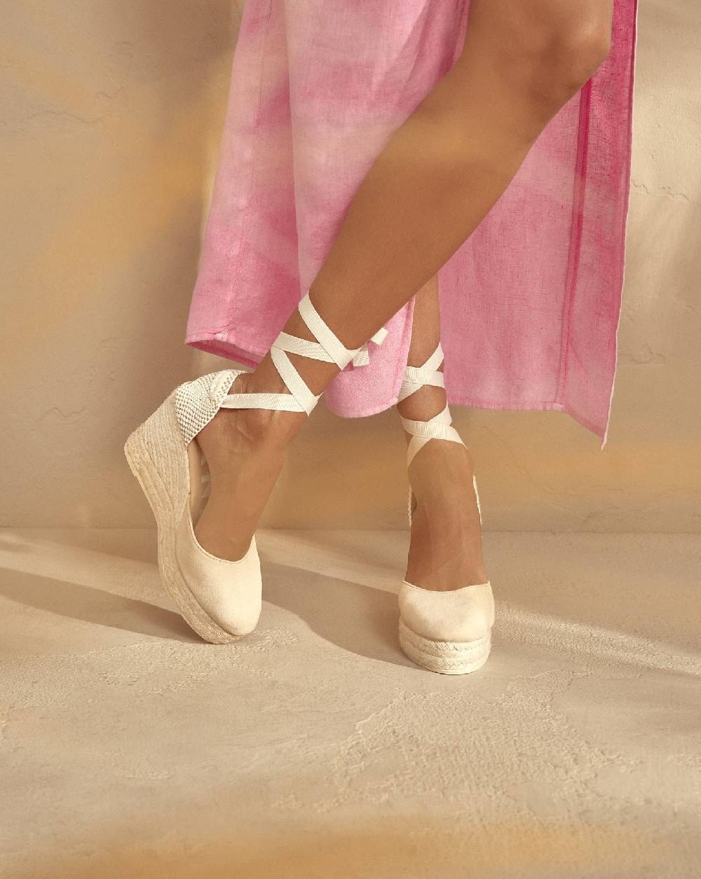 Manebí Soft Suede Wedge Espadrilles - Hamptons Champagne Beige
