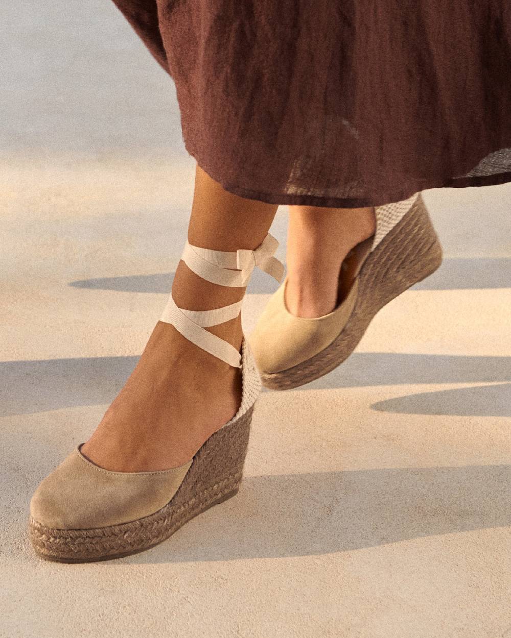 Manebí Soft Suede Wedge Espadrilles - Hamptons Vintage Taupe On Tone