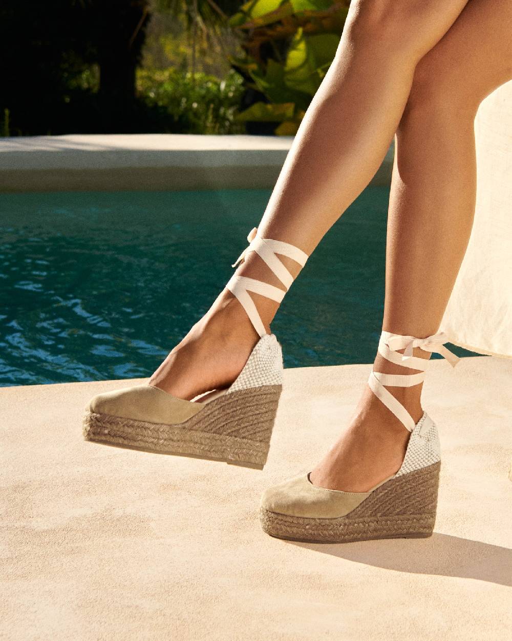 Manebí Soft Suede Wedge Espadrilles - Hamptons Vintage Taupe On Tone