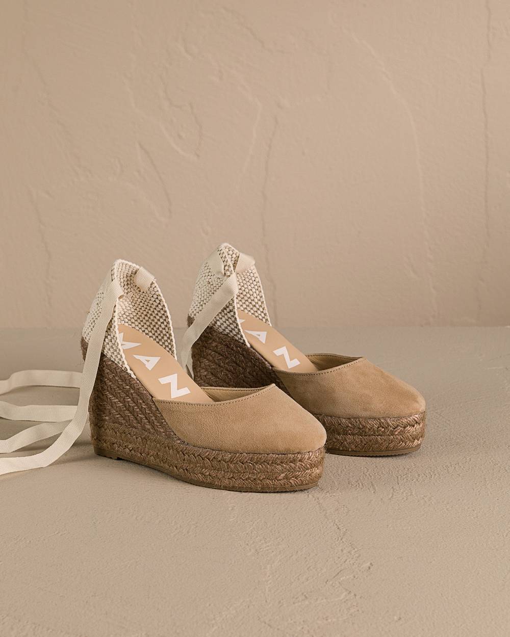 Manebí Soft Suede Wedge Espadrilles - Hamptons Vintage Taupe On Tone