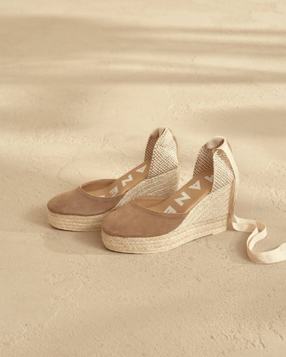 Manebí Soft Suede Wedge Espadrilles - Hamptons Vintage Taupe