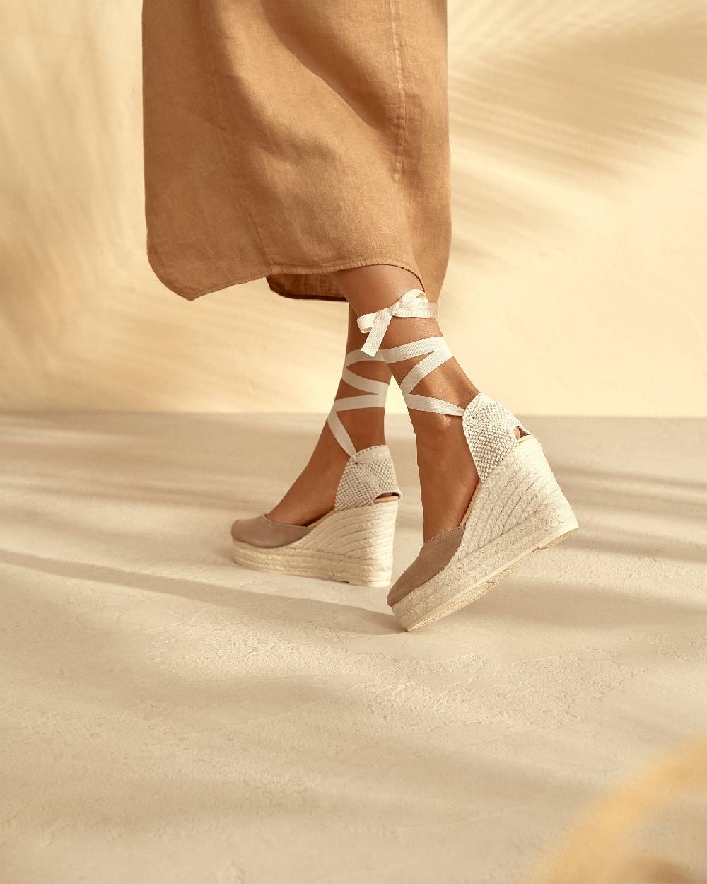 Manebí Soft Suede Wedge Espadrilles - Hamptons Vintage Taupe