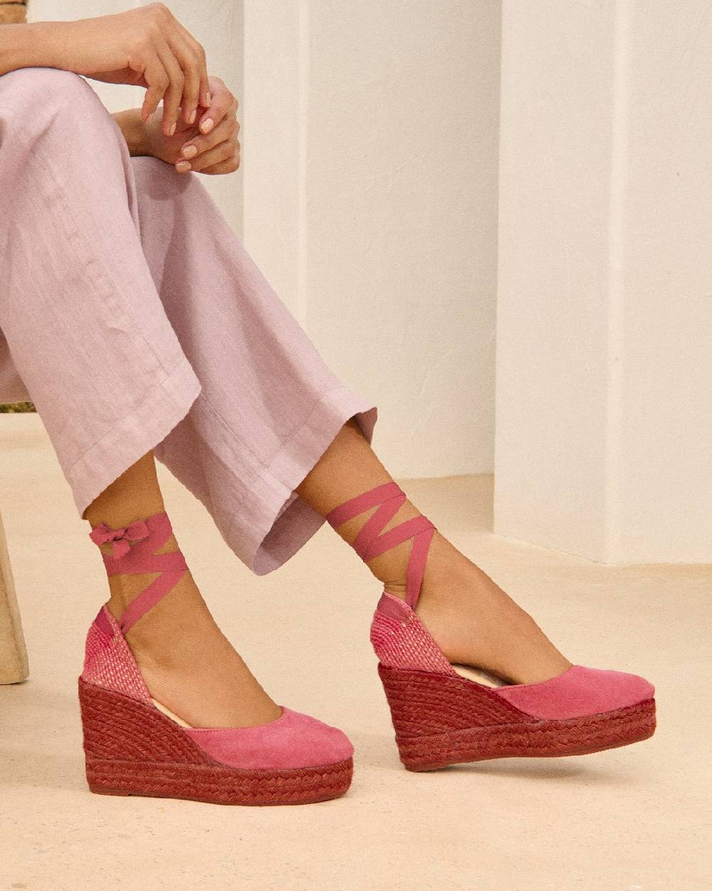 Manebí Soft Suede Wedge Espadrilles - Terracotta On Tone