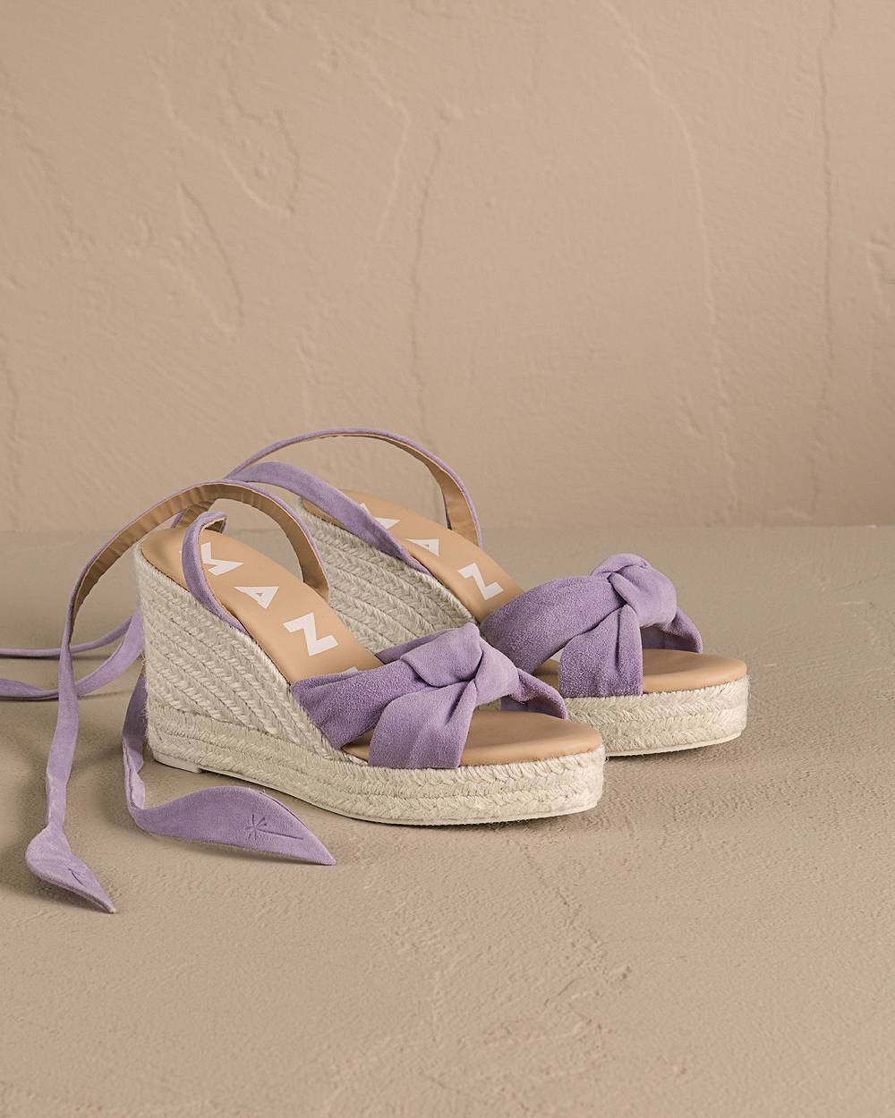 Manebí Soft Suede Wedge Espadrilles|With Knot - Wisteria Lilac
