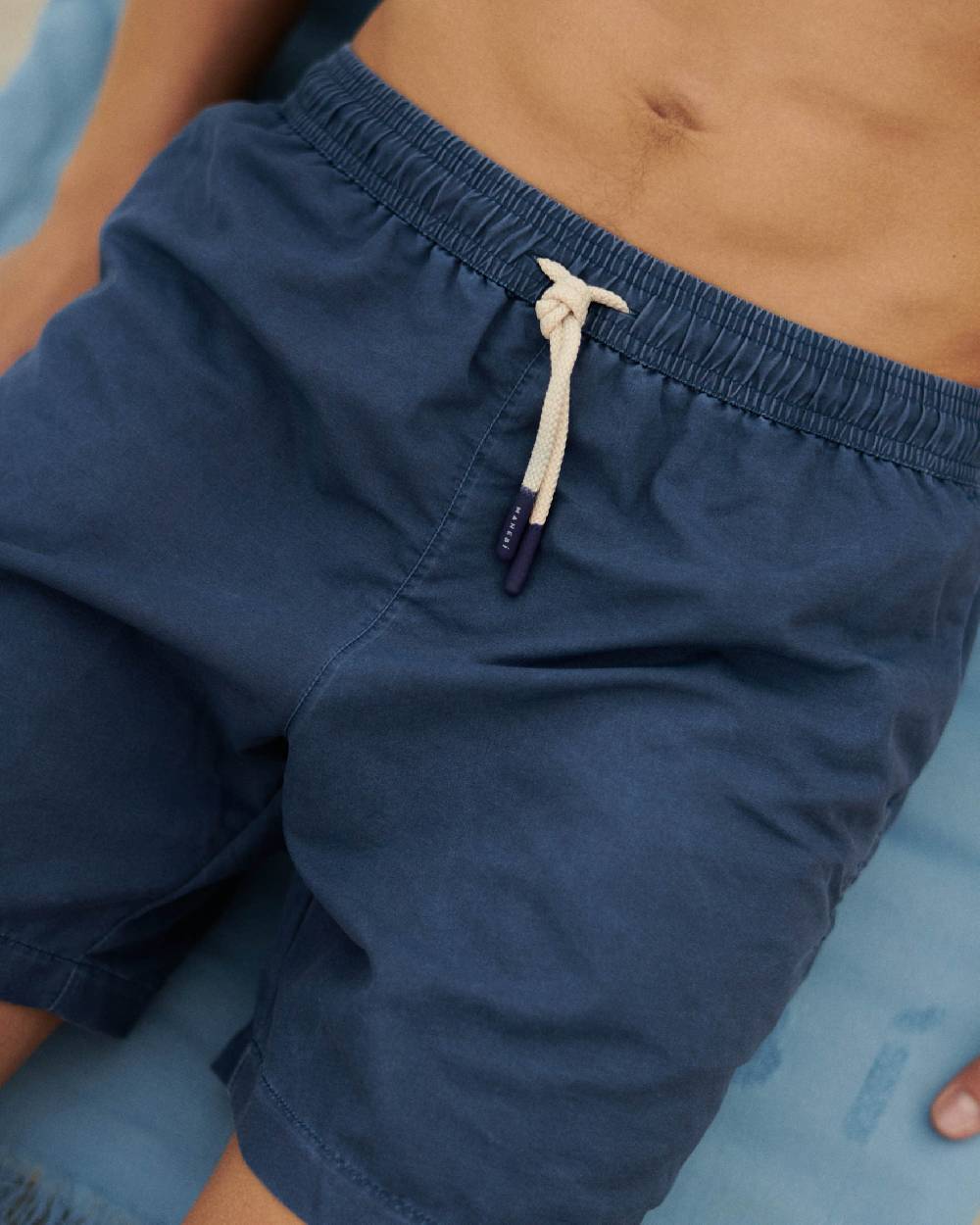 Manebí Solid Color Swim Shorts - Stone Washed Faded Navy Blue
