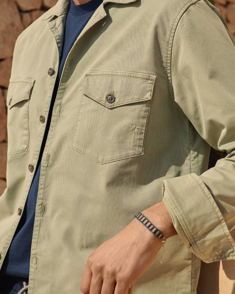 Manebí Stonewashed Cotton|Santa Fe Field Jacket - Embroidered Logo Military Green