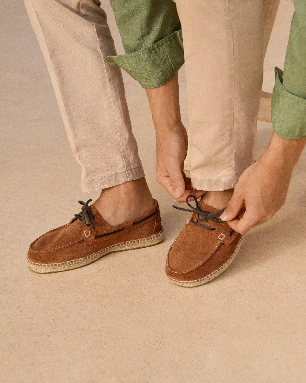Manebí Suede Boat-Shoes Espadrilles - Hamptons Brown Sugar