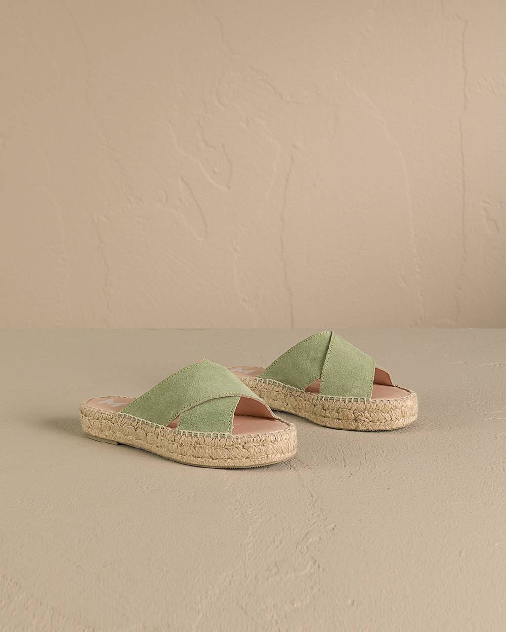 Manebí Suede Double Sole|Crossed Bands Sandals - Hamptons Sage