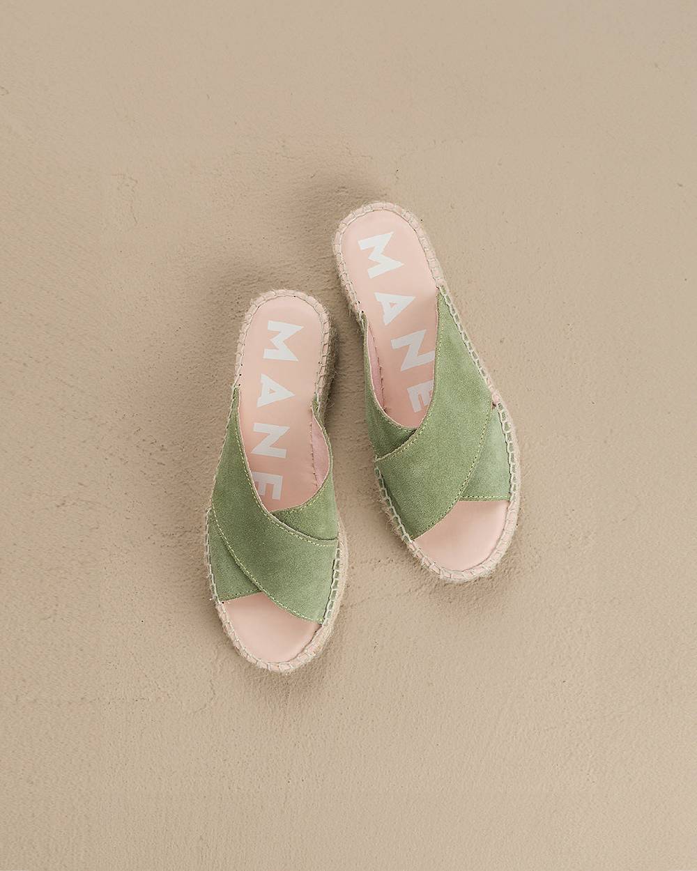 Manebí Suede Double Sole|Crossed Bands Sandals - Hamptons Sage