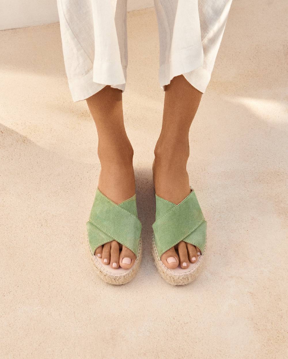 Manebí Suede Double Sole|Crossed Bands Sandals - Hamptons Sage
