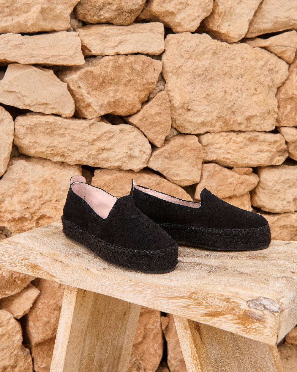 Manebí Suede Double Sole Espadrilles - Hamptons Black On Tone