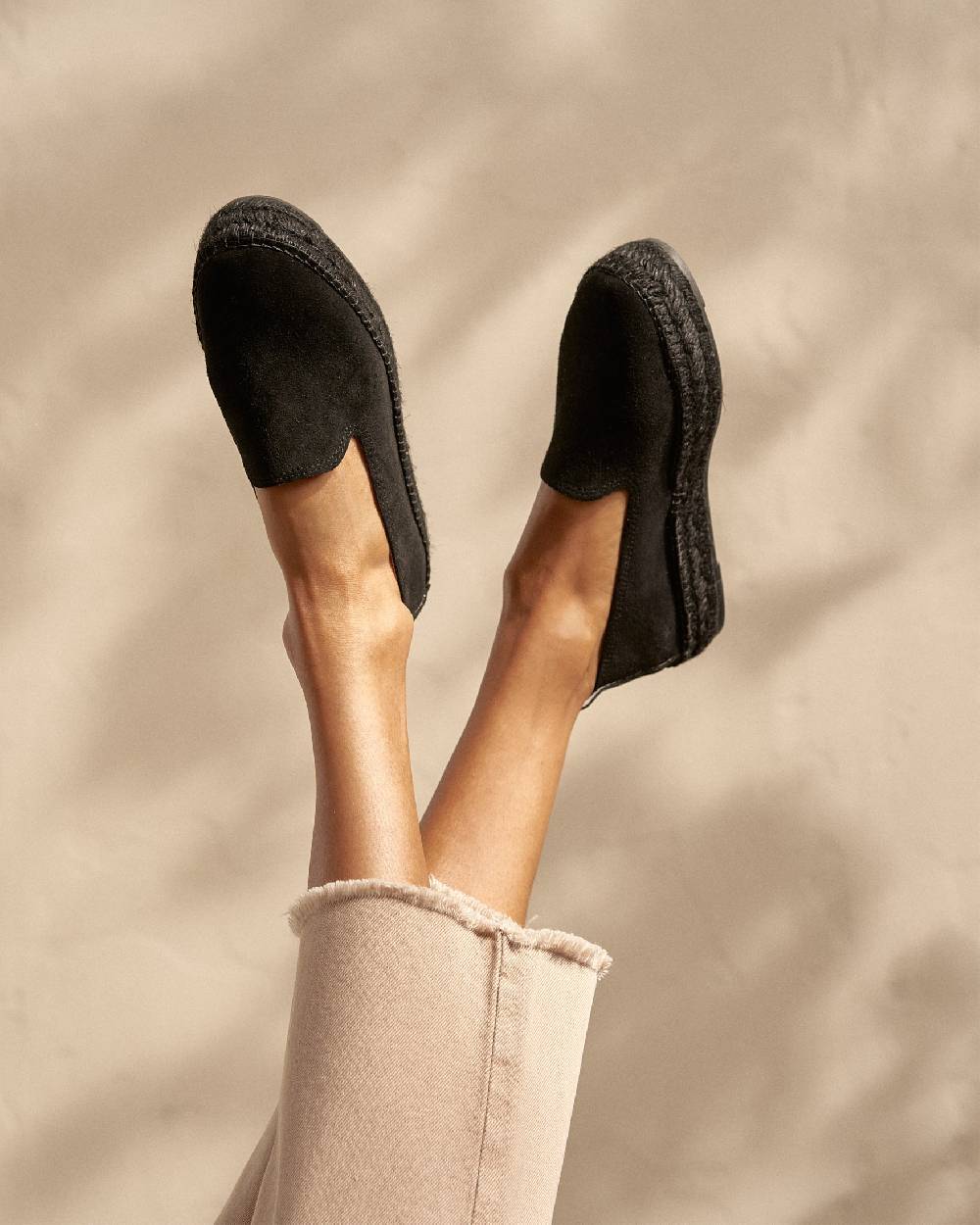 Manebí Suede Double Sole Espadrilles - Hamptons Black On Tone