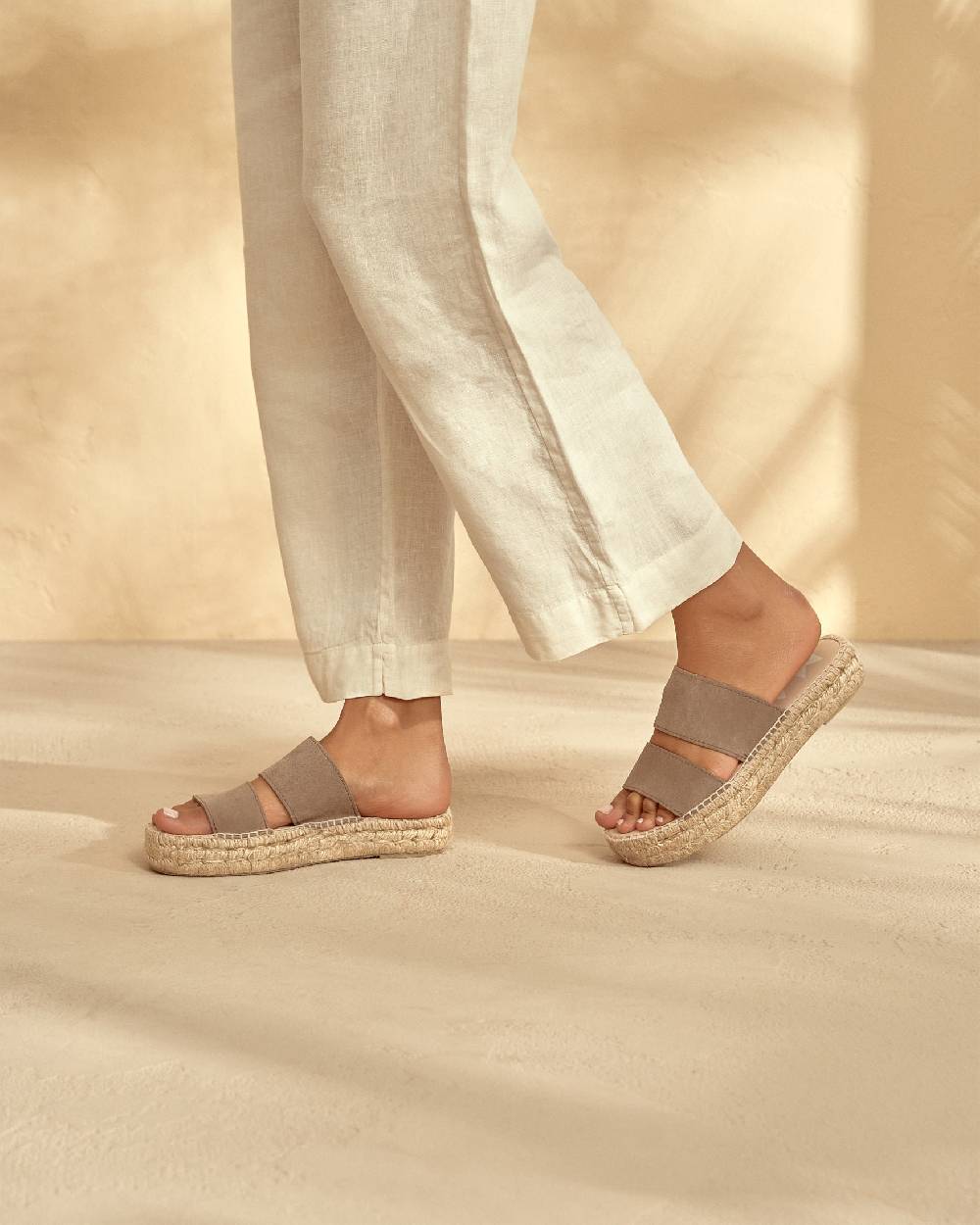 Manebí Suede Double Sole|Two Bands Sandals - Hamptons Coco Brown