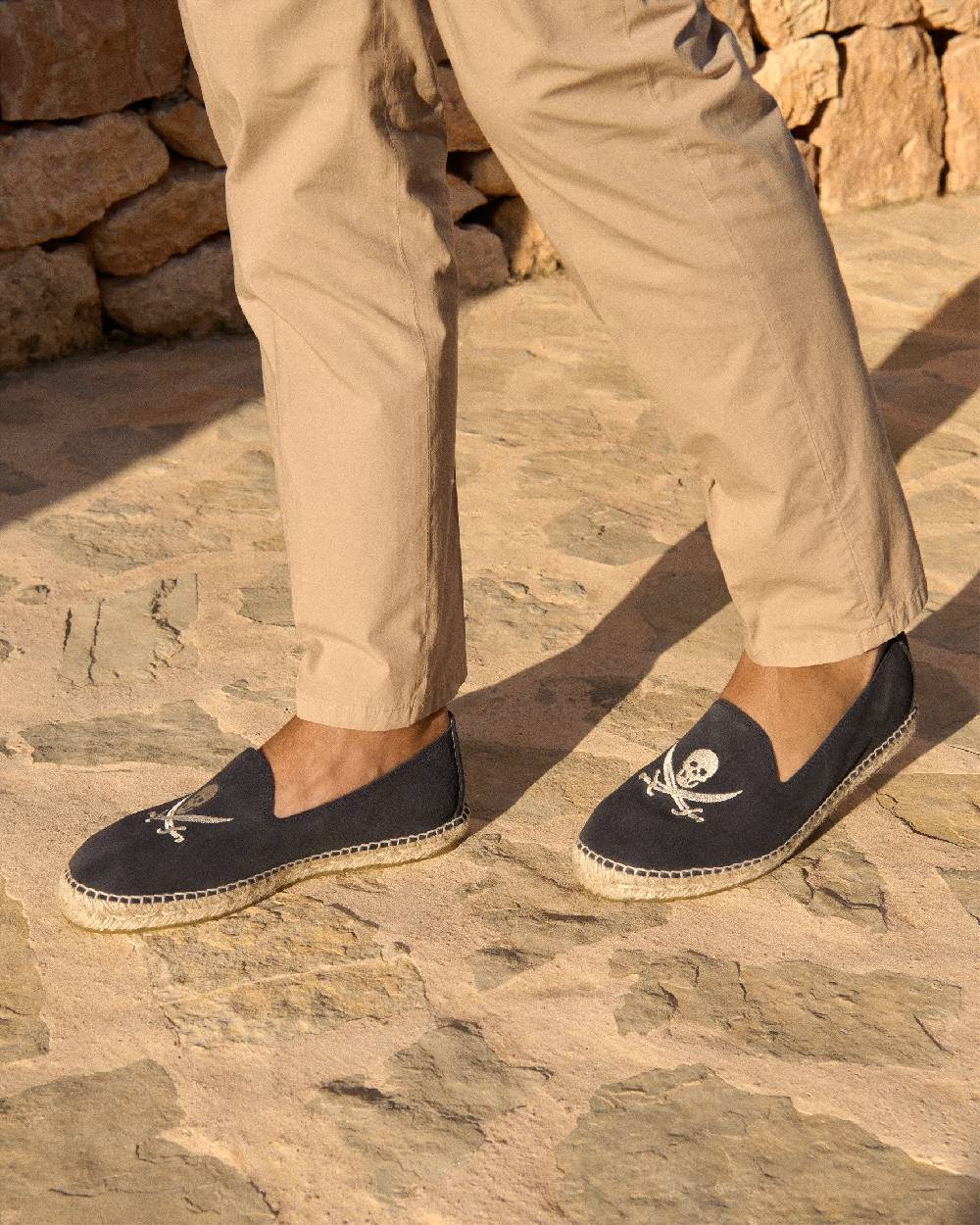 Manebí Suede Espadrilles - Palm Springs Patriot Blue + White Skull