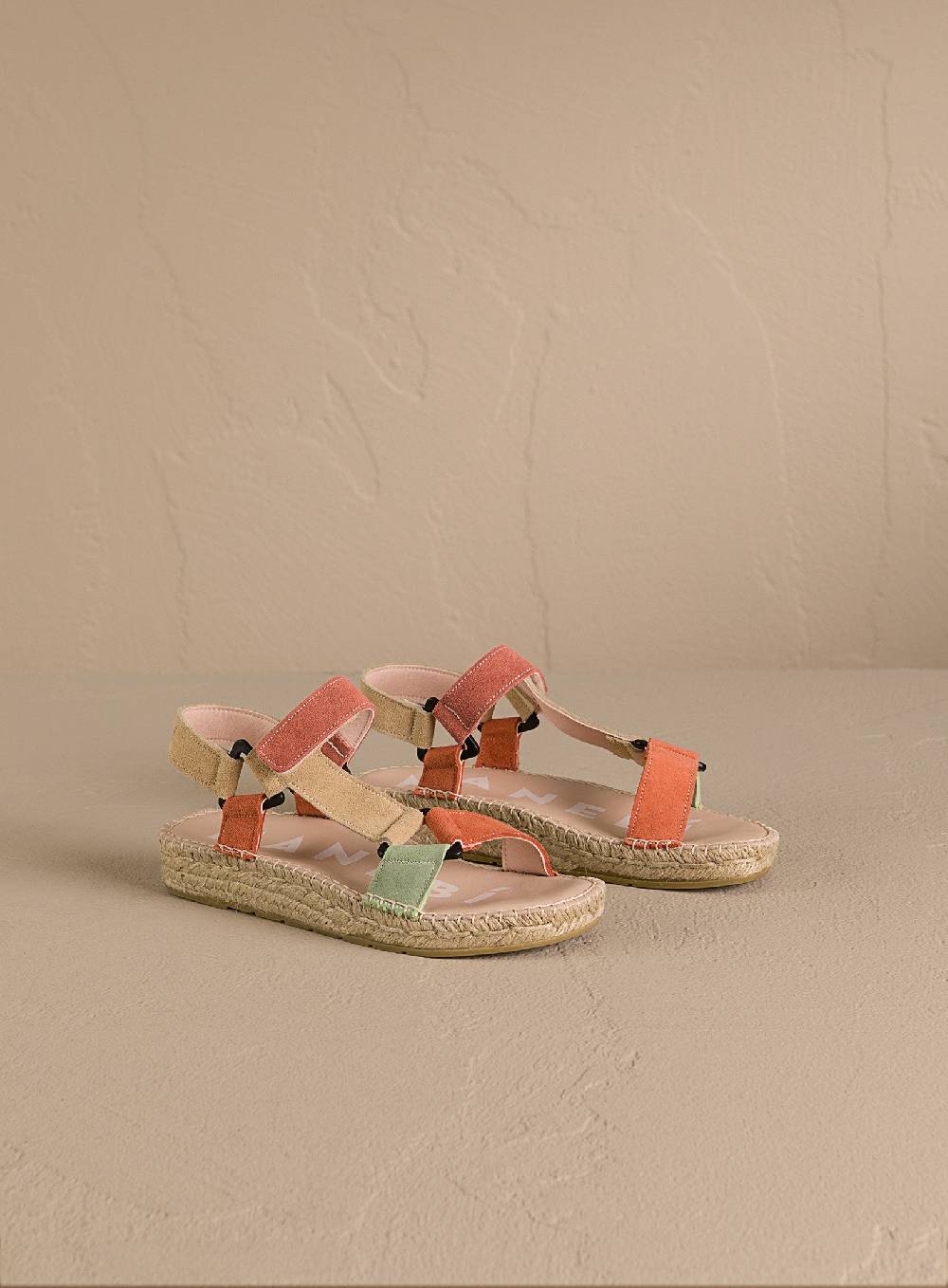 Manebí Suede Hiking Sandals - Orange Rust Champagne Beige And Terracotta
