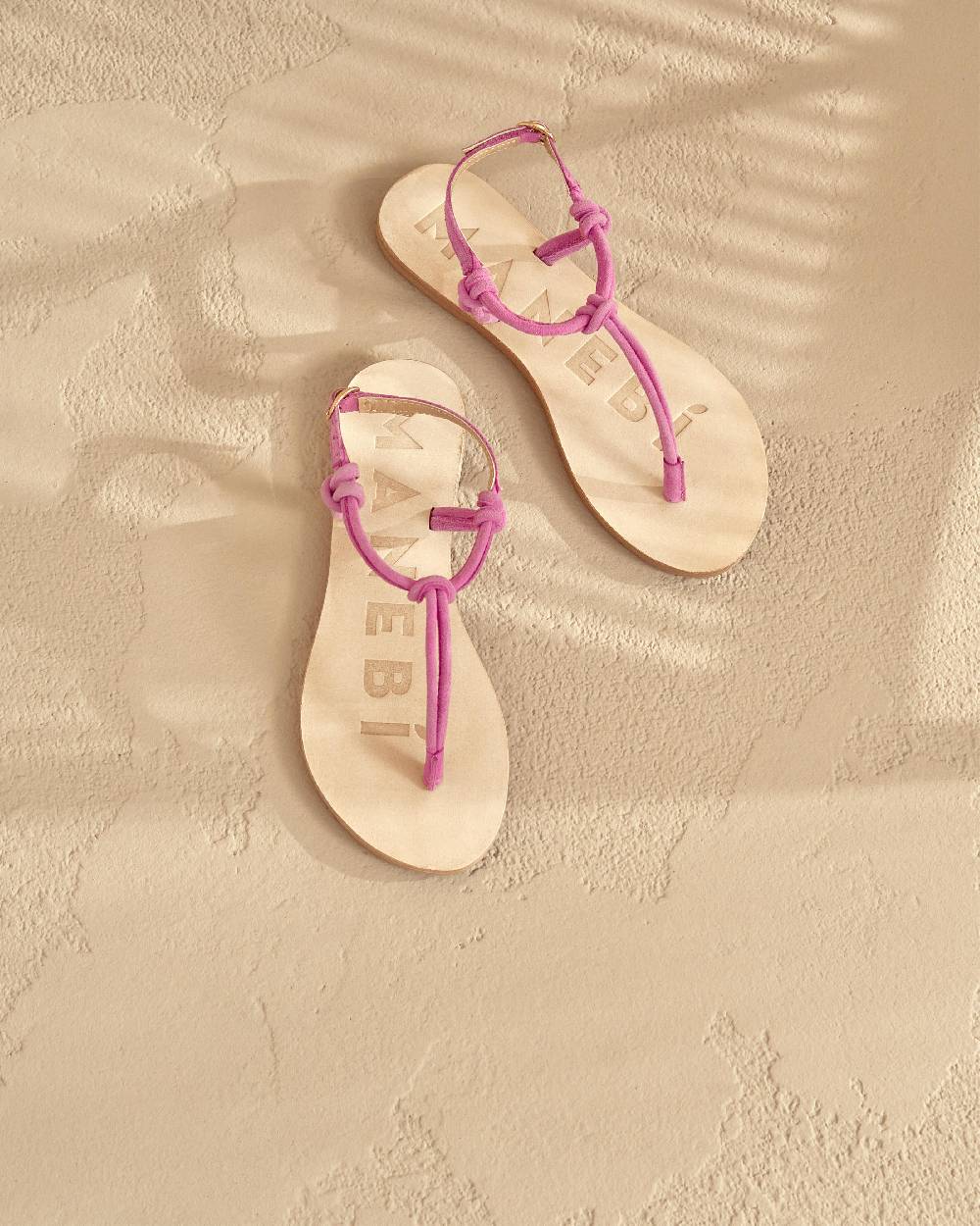 Manebí Suede Leather Sandals - Hamptons Bold Pink Knot Thongs
